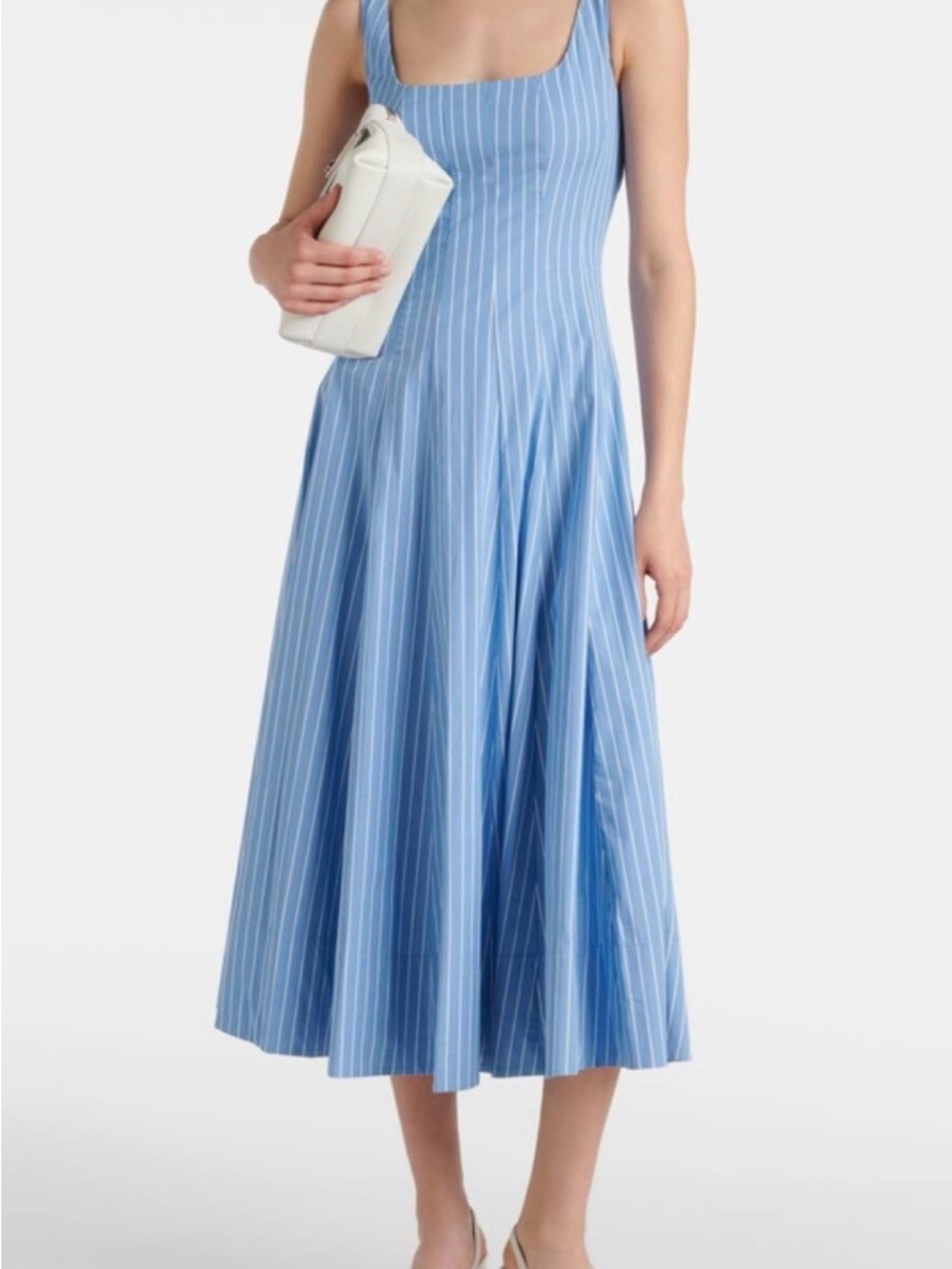 Staud Wells Pinstripe Blue midi dress- 8